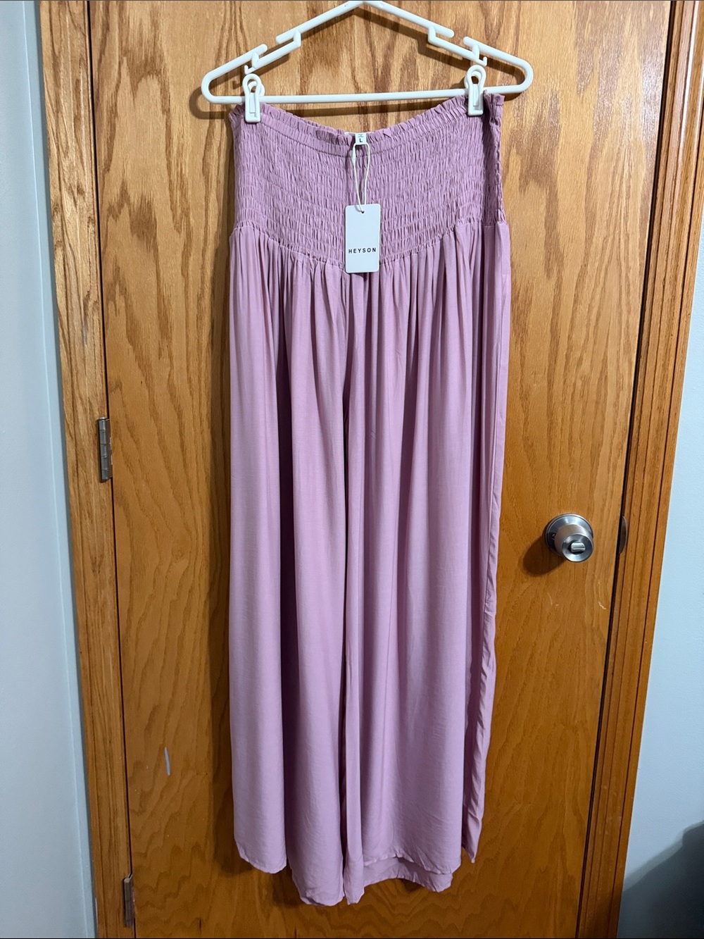 Heyson Mauve Smocked-Waist Wide Leg Pants